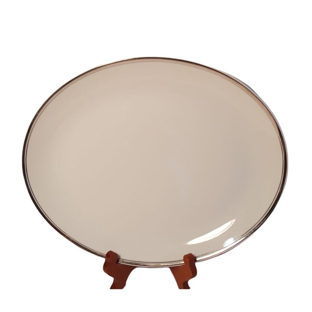 Homer Laughlin Triumph Vintage Ivory Serving Platter 13" Gold Trim USA